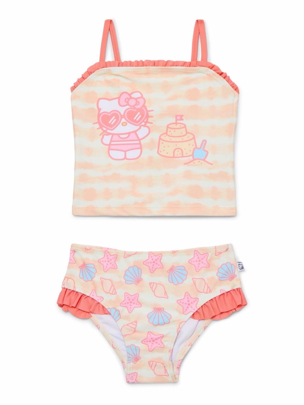 Hello Kitty Peach & Coral Girls' Two-Piece Tankini Swim Set